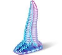 Dildo realistico a forma di tentacolo, piccolo, da 20,5 cm, in silicone extra spesso, con ventosa grande, a forma di polpo mostro fantasy, con ampie costole anali,adatto a principianti, uomini e donne