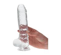 Dildo Trasparente in TPR con ventosa e scroto Ø 4 Finto pisello vaginale