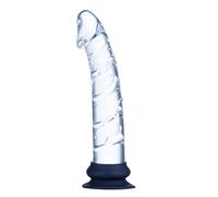 Dildo realistico da 21 cm, dildo in vetro trasparente con plug anale, dotato di ventosa in silicone rimovibile, con vene realistiche per stimolare prostata e punto G, ideale per uomini e donne