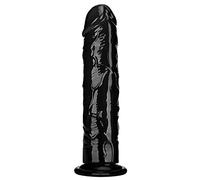 Dildo realistico da, giocattoli erotici in materiale sicuro per il corpo, pene finto e con forte ventosa per giochi a mani libere cazzoduro per donna o uomini dildo anale (Nero, 19CM)