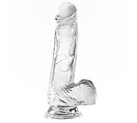 Dildo realistico da, giocattoli erotici in materiale sicuro per il corpo, pene finto e con forte ventosa per giochi a mani libere cazzoduro per donna o uomini dildo anale (Trasparente-1, 23CM)