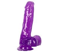 Dildo realistico da, giocattoli erotici in materiale sicuro per il corpo, pene finto e con forte ventosa per giochi a mani libere cazzoduro per donna o uomini dildo anale (Viola-1, 23CM)