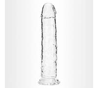 Dildo realistico da, giocattoli erotici in materiale sicuro per il corpo, pene finto e con forte ventosa per giochi a mani libere cazzoduro per donna o uomini dildo anale (Trasparente, 21CM)