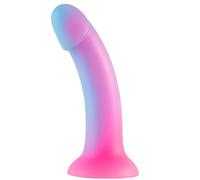Dildo realistico in silicone da 18 cm, dildo colorato luminoso con forte ventosa, masturbazione per stimolazione del punto G vaginale e anale, giocattoli sessuali realistici pene, compatibile strap-on