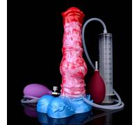 Dildo realistico in silicone per eiaculare Dildo per cani con ventosa, Dildo che spruzza anale Giocattolo sessuale per unisex (dildo da 22,5cm + siringa + airbag a iniezione + airbag gonfiabile)