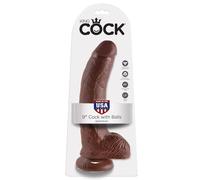 Dildo Realistico King Cock - Con Sfere, Marrone 22,9 cm