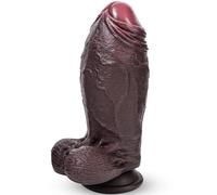 Dildo realistico non circonciso da 19 cm, plug anale con prepuzio spesso da 6,4 cm di diametro,plug anale in silicone nero a doppia densità, grande giocattolo per adulti con ventosa,per utenti esperti