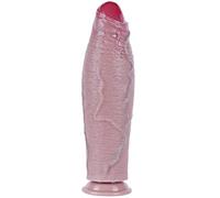 Dildo realistico non circonciso lungo 26 cm, diametro 6 cm, spesso e realistico, grande ventosa, dildo punto G extra spesso, silicone a doppia densità, giocattolo per adulti per uomini e donne esperti
