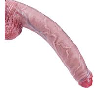 Dildo realistico per principianti di 20 cm con prepuzio non tagliato, piccolo dildo in silicone, dildosottile per anale, dildocon ventosa per gioco G-spot vaginale/anal per donne,uomini,principianti