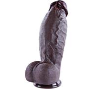 Dildo realistico piccolo, spesso e lungo 22 cm in silicone nero con ampia ventosa, punto G realistico per uso vaginale e anale, asta curva per una sensazione unisex e realistica