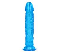 Dildo Realistico Vaginale Anale Unisex Pene 19cm Made in Italy Blu Trasparente