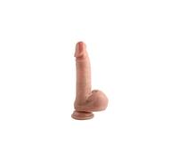 Dual Density - Dildo realistico con ventosa e testicoli - 18cm (naturale)
