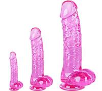 Dildo set rosa, dildo realistico morbido con ventosa XXL 3 misure