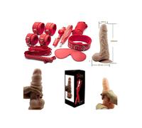 DILDO SUPER REALISTICO set ROSSO TOY POLSINI manette sadomaso COLLARE bondage