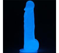 Dildo Trasparente Fluo 8.5" LUMINO AZZURRO 21,5 CM