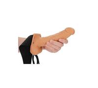 Fallo cavo indossabile Hollow Strap-on with Balls - 7'' / 18 cm - Tan