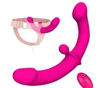 Dildo Vibrante a Doppia Testa con 10 Modalità, Silicone Sicuro, Regolabile per G-Spot e Anal, Controllo a Distanza, IPX7 Waterpoof, USB Ricaricabile