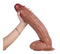 Dildo XXL da 44 cm, enorme dildo realistico, pene anale, con ventosa, grande dildo, lungo punto G, stimolazione, masturbazione, giocattolo sessuale per uomini e donne(Brown)