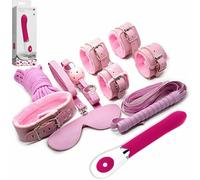 DILDOKit 8 Pezzi Sadomaso Manette gag Frusta Mascherina ROSA + VIBRATORE DANIEL