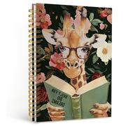 Dilemat Funny Giraffe Floral Spiral Notebook Journal,Book Lovers Reader Gifts Journal for Women Men, Giraffe Gifts, Librarian Bookish Bookworm Gift Hardcover Spiral Notebook 5.5x8.3 Inch