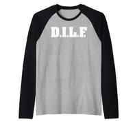 DILF Funny Hot Sexy Dad Fathers Day Minimal Daddy Maglia con Maniche Raglan