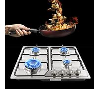 DiLiBee 580 x 520 mm, piano cottura a gas, 4 fiamme, in acciaio inox, built-in Gas Stove Electric Ignition and Flameout System Ignition Camping Glass Stove Multi Burner (batteria ignition)