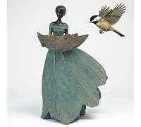DiliComing Statua da giardino fatata mangiatoia per uccelli, 30 cm, statua fatata per decorazione domestica, statua in resina per esterni per decorazione da giardino, miglior regalo per mangiatoia per