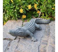 DiliComing Statua da giardino in alligatore di palude - Scultura realistica a coccodrillo per ornamento da prato, decorazione in alligatore per cortile 60 x 30 x 15 cm