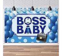 Dill-Dall Boss Baby Sfondo Wall Banner, Welcome Baby Boy Gender Reveal Party Photo Sfondo Decorazioni Forniture Appeso Segno, 1,8 x 1,2 m