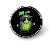 Dill With It Funny Pickle Brooch Pins for Women Men Cute Badge Lapel Pins for Backpack Dress Accessories