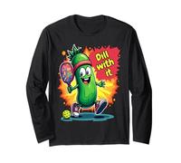 Dill with It Funny Pickleball Pun Cute Pickle Maglia a Manica