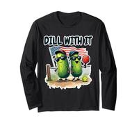 Dill with It Funny Pickleball Pun Cute Pickle Player Maglia a Manica