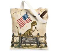 Dilophosaurus Dinosauro Borsa Tote in Tela per Shopping 13 * 15, 250 Anni Aquila Riutilizzabile Borsa della spesa per le donne, 4 luglio Modello di Viaggio Decorazione Regalo