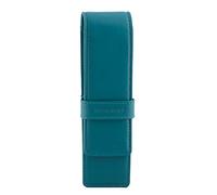 DiLoro - Astuccio doppio in pelle per due penne stilografiche, penne a sfera e matite Verde turchese.
