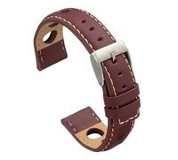 diloy Cinturino in pelle forata stile rally racing - Design sportivo per orologio - Misure 20mm 22mm 24mm - Nero, marrone, bordeaux o blu navy P355 Bordeaux 22mm