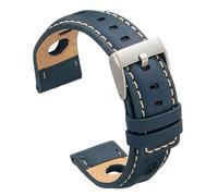 diloy Cinturino in pelle forata stile rally racing - Design sportivo per orologio - Misure 20mm 22mm 24mm - Nero, marrone, bordeaux o blu navy P355 Blu Navy 24mm