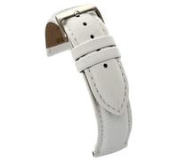 diloy Cinturino in pelle per orologio classico - Pelle bovina liscia cucita, bombata, fibbia in acciaio - Misure 8mm, 10mm, 12mm, 14mm, 16mm, 18mm, 19mm, 20mm, 22mm, 24mm 302 Bianco 22mm