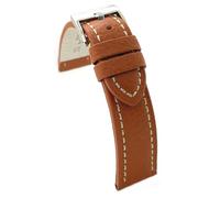 diloy Cinturino in pelle stampata bisonte con cucitura bianca - Stile sportivo - Per orologi robusti - Misure 18mm 20mm 22mm 24mm 26mm - Nero o marrone 376 Marrone Chiaro 20mm