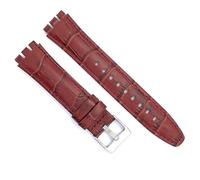 diloy Cinturino orologio in pelle compatibile con Swatch Irony e Scuba Pelle incisa Coccodrillo Alligatore 21-23mm Ref 328 Marrone Intermedio 23mm