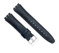 diloy Cinturino orologio in pelle compatibile con Swatch Irony e Scuba Pelle incisa Coccodrillo Alligatore 21-23mm Ref 328 Nero 21mm