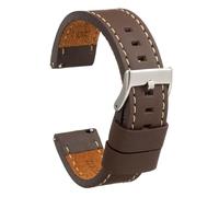 diloy Cinturino pelle cerata stile vintage cucitura bianca - Per orologi sportivi o classici - Misure 18mm 20mm 22mm 24mm 26mm - Fatta a mano - Nero o marrone 384 Marrone Scuro 20mm