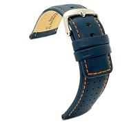 diloy Cinturino pelle vitello forata stile rally racing Cucitura colorata a contrasto - Sportivo per orologio - Misure 18mm 20mm 22mm 24mm Nero, marrone, rosso, blu navy 367 Blu Navy 20mm