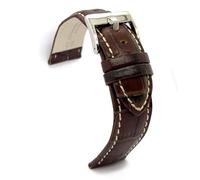 diloy Cinturino pelle vitello stampato coccodrillo scaglia quadrata imbottito sportivo cuciture bianche - Misure 14mm 16mm 18mm 20mm 22mm 24mm 26mm 28mm 30mm 378 Marrone Scuro 20mm