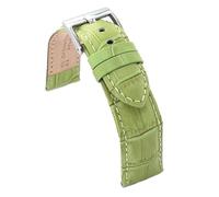 diloy Cinturino pelle vitello stampato coccodrillo scaglia quadrata imbottito sportivo - Misure 14mm 16mm 18mm 20mm 22mm 24mm 26mm 28mm 30mm - Elegante e resistente 368 Verde 24mm