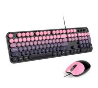 Dilter Tastiera cablata e mouse combinata, 104 tasti, tastiera da ufficio USB con tastierino numerico, indicatori di tappi, supporti pieghevoli per Windows, PC, laptop, desktop