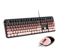 Dilter Tastiera cablata e mouse combinata, tastiera per macchina da scrivere con mouse a forma di gatto carino, USB Plug and Play per Windows 7/8/10/11, computer, PC, laptop, desktop