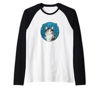 Diluire Calico Maine Coon Cat Florals Cute Longhair Maglia con Maniche Raglan