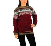 DILUKA Maglione da donna 100% alpaca girocollo, rosso vivo, M