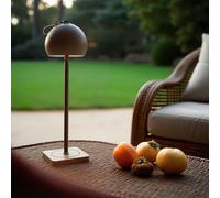 DILUMEN Lampada da tavolo a LED dimmerabile, a batteria, per ristorante, bianco neutro, 4000 K, senza fili, ricaricabile, USB-C, senza fili, in alluminio, per interni ed esterni (marrone)