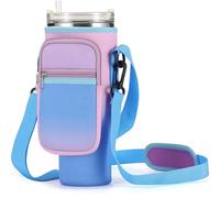 DILUSILK Borsa porta bottiglie d'acqua, borsa porta bottiglie d'acqua con tasca per telefono, compatibile con tracolla regolabile e tracolla per il portatile, per passeggiate, escursionismo, campeggio